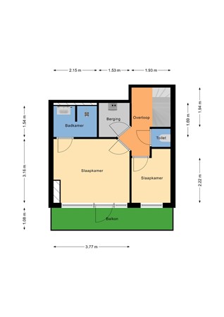 Floorplan - Schieweg 231A03, 3038 AW Rotterdam
